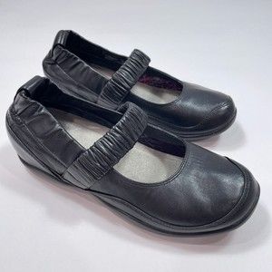 Dansko Shoes Womens 8.5 39 Chrissy Mary Jane Flats Black Leather Slip On Comfort